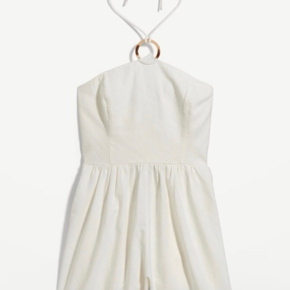 Old Navy | white linen blend O ring halter romper womens‎ size XL NWT NEW - Picture 3 of 10